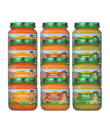 Earth's Best Organic Stage 1 Baby Food, Veggie Jars Variety Pack, 4 oz (Pack of 12)
