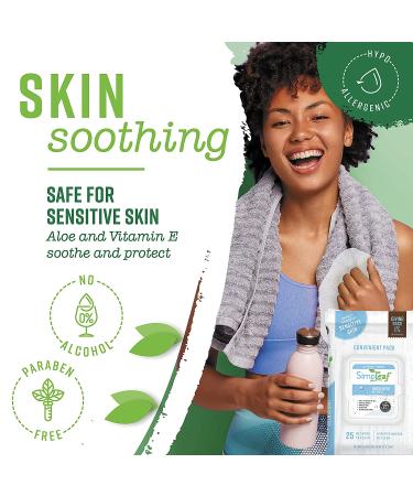 Simpleaf Flushable Wet Wipes | Eco-Friendly, Paraben & Alcohol Free, Hypoallergenic, Safe for Sensitive Skin | Unscented Aloe Vera Formula - 6 Pack (25 Count) - Buy Online on SooperMarket.com