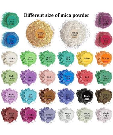 30 Colors Mica Powder for Epoxy Resin - Natural Pigment Dye for Cosmetics, Paint, Soap, Nail Polish, Candles & More - 5g Set - Buy Online on SooperMarket.com