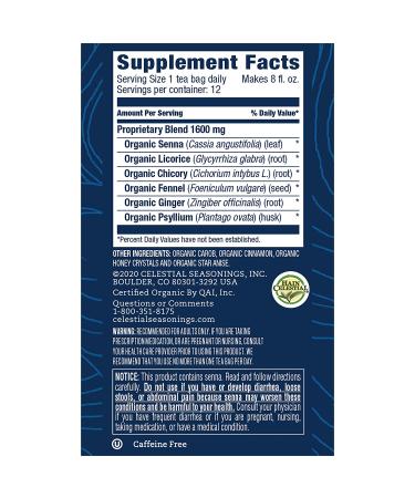 Celestial Seasonings Senna Laxative Tea - Organic Carob & Licorice, Caffeine-Free, 12 Bags - Buy Online on SooperMarket.com