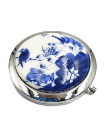Compact Mirror for Handbag Small Round Mirror Magnifying Makeup Set Travel Mirror Folding Mirror Unique Gift for Ladies Blue and White Blue and White Porcelain White and Blue