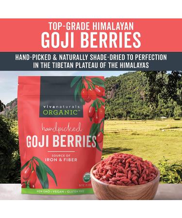 Viva Naturals Organic Dried Goji Berries - Non-GMO, Vegan, 1 lb | Perfect for Baking & Healthy Snacks - Buy Online on SooperMarket.com