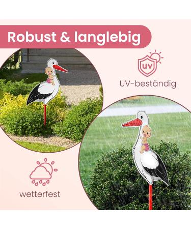 Gl cksgut Rattierorch Baby Pink 100 cm | 5-Part Birth Stork Set with Name Tag Greeting Card & Pen | Perfect Birth Gift for Baby Girls | Indoor & Outdoor Decoration - Buy Online on SooperMarket.com