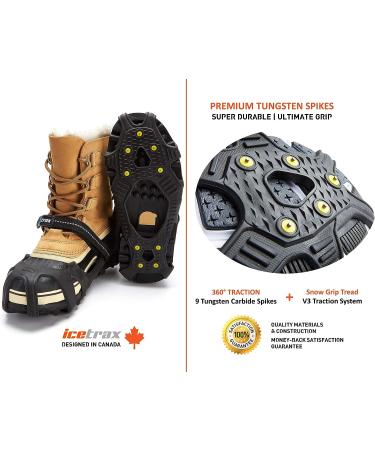 Ice Cleats Combo Pack - ICETRAX V3 Tungsten Crampons with Straps - Non-Slip Shoe Grippers for Snow and Ice - L/XL Size - Buy Online on SooperMarket.com