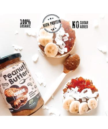 Nature's Finest 100% Organic Cookie Peanut Butter 350g | All Natural EU Origin | No Added Sugar No Palm Oil | Original Roast Crunchy | Easy to Digest | Enriched with Vegan Proteins | Paleo Keto - Buy Online on SooperMarket.com