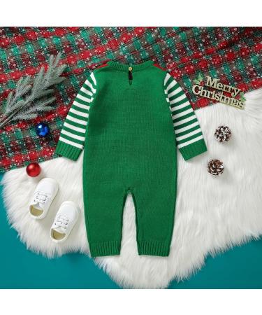 Mimixiong Baby Christmas Outfit | Knitted Xmas Romper for Newborn Boys and Girls | Long Sleeve Costume | 0-3 Months | Green - Buy Online on SooperMarket.com