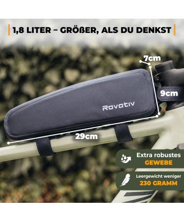 Rovativ 100% Waterproof Bike Packing Top Tube Bag - 1.8L - Extra Support for Gravel Racing & MTB Bikes - Buy Online on SooperMarket.com