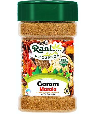 Rani Organic Garam Masala (7-Spice North Indian Spices Blend) 3oz (85g) PET Jar  All Natural | Salt-Free | Vegan | Gluten Friendly | NON-GMO | Indian Origin | USDA Certified Organic 3 Ounce (Pack of 1)