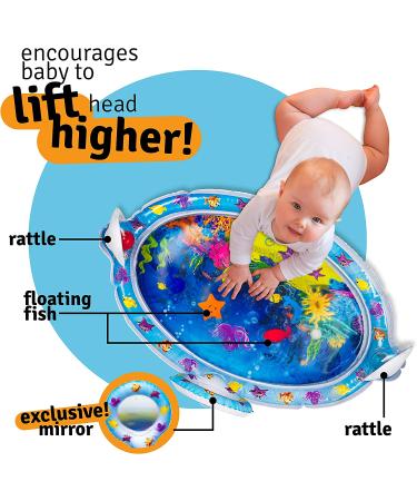 Splashin'kids Inflatable Tummy Time Water Mat with Mirror & Rattles for Infants & Toddlers - Fun Activity Center for Baby Stimulation & Growth - Buy Online on SooperMarket.com