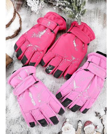 Kids Winter Waterproof Ski Gloves 2 Pairs for Cold Weather - Purple Red - 3-6 Years - Buy Online on SooperMarket.com
