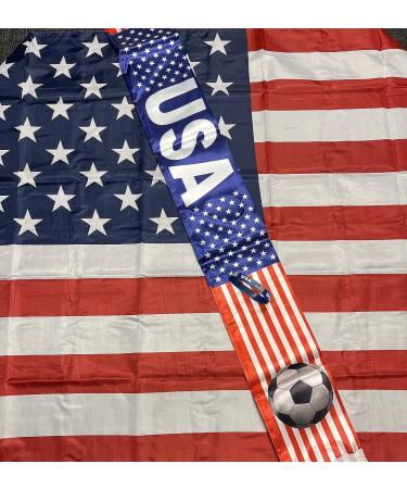 USA Soccer Scarf & Flag Set with Bracelet - Patriotic Red, White, and Blue Kit - Buy Online on SooperMarket.com