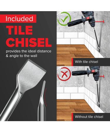 KSP-Tec 4pcs SDS-Plus Chisel Set for Rotary Hammers - Tile Chisel with Storage Case - Ideal for Masonry, Concrete, Brick, Stone - Buy Online on SooperMarket.com