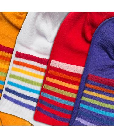 RAFRAY Rainbow Striped Sports Socks - Colorful Cotton Sneaker Socks Gift Box (4 Pairs Size 36-40) - Shop Internationally! - Buy Online on SooperMarket.com