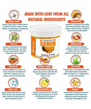 Natrulo Turmeric Face Scrub - All-Natural Brightening Mask for Acne & Glowing Skin - Detox Clay Mask for Even Tone & Toxin Removal - Buy Online on SooperMarket.com