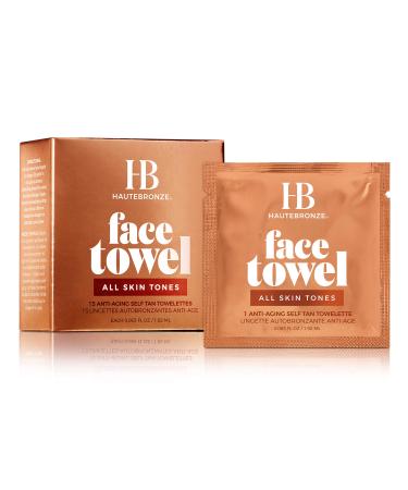 Face Tan Towels All Skin Tones - Fair to Medium to Dark - Self Tanning Wipes 15 pack - Sunless Anti-Aging Tanning Towelettes Provide a Steak-Free Flawless Application