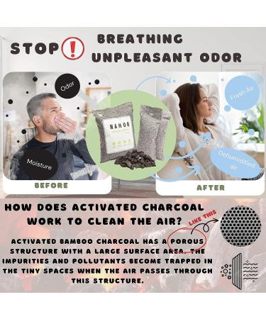 Namoo Natural Air Purifying Charcoal Bags - 10 Pack, Odor Eliminator with Hooks, Suction Cups - 200g x 4 Pack + 75g x 6 Pack - Buy Online on SooperMarket.com