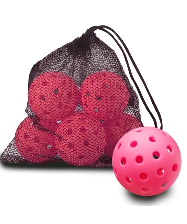 Vvinca Pickleballs 6 Pack Pickleball-Balls Meet USAPA Requirement 40 Holes Outdoor-Pickleballs Double Tone Luminous Green Blue Pink Tangerine Yellow Outdoor Bubblegum Pink 6 Pack