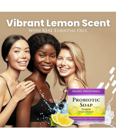Massey's CF 100% Natural Probiotic Lemon Body Soap - 4oz | Refreshing Lemon Scent - Buy Online on SooperMarket.com