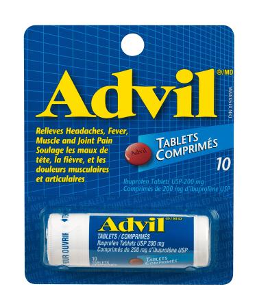 Advil Advil Tablets (10 Count) 200 Mg Ibuprofen Temporary Pain Reliever/Fever Reducer 10 Count 10 Count (Pack of 1)