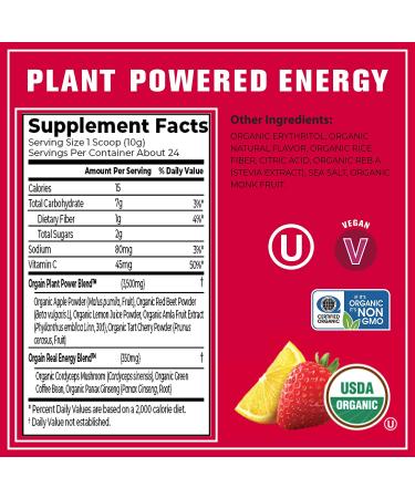 Orgain Strawberry Lemonade Sport Energy Pre-Workout Powder - Made with Green Coffee Beans  Organic Beets  Ginger  and Cordyceps  No Gluten  Dairy or Soy  Non-GMO  Vegan - 8.48 oz Strawberry Lemonade Pre-Workout Powder - Buy Online on SooperMarket.com