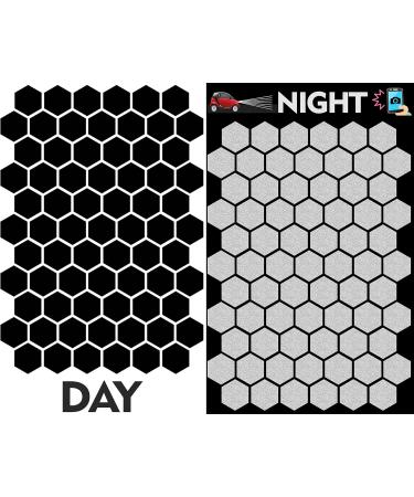 Biomar Labs Hexagon Reflective Stickers Set - 71 Self-Adhesive Bike Safety Reflectors (Black) - Premium Reflex Film for Enhanced Visibility - Buy Online on SooperMarket.com