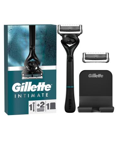 Gillette intimate wet razor for the genital area intimate razor + 2 razor blades with shower wearers for razors for easy storage gift for men razor + 2 blades + shower wearers