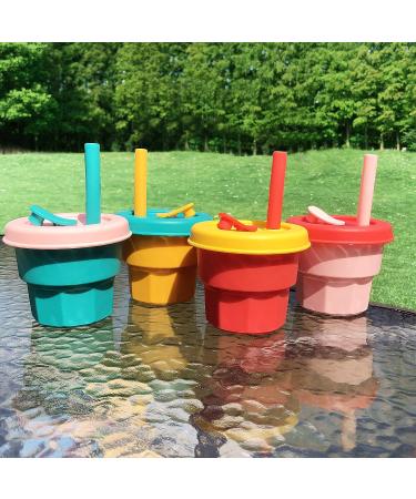 Farship Lifestyle Kids Cup with Straw and Lid - Reusable 12oz Silicone Mug for Teens - Spill-proof, Shatter-proof, BPA Free - Dishwasher Safe Tumbler for Children - Orange & Red 11oz - Buy Online on SooperMarket.com