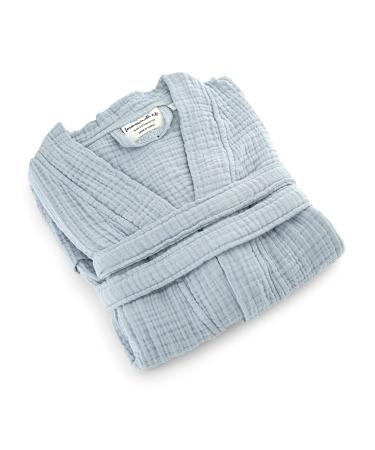 FOR SUSTAINABLE LIFE Muslin Unisex Bathrobe Turkish 100% Cotton Soft Absorbent Natural Garment Wash S-M Green