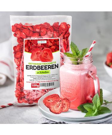 100g Freeze-Dried Strawberries | Natural Sugar-Free Dried Fruits | Detox Organica - Premium Quality Sliced Fruit - Buy Online on SooperMarket.com