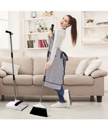 Premium Long Handled Broom and Dustpan Set for Home - Upright Standing Lobby Broom and Dust Pan Brush - Lightweight and Robust - Buy Online on SooperMarket.com