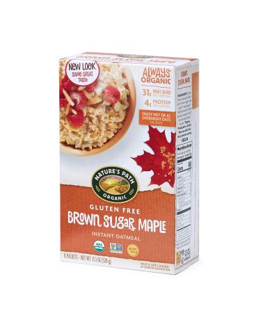 Nature's Path Organic Gluten Free Brown Sugar Maple Instant Oatmeal, 48 Packets (Pack Of 6), Non-GMO, 31g Whole Grains, 4g Plant Based Protein , 11.3 Ounce Brown Sugar Maple - GF 11.3 Ounce (Pack of 6)