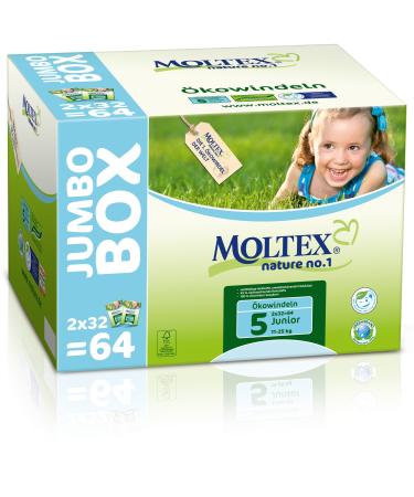 Moltex Nature No. 1 eco diapers jumbo pack size 5 (Junior) 11-25 kg (1 x 64 diapers)