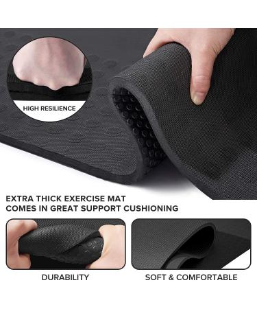 JELS Extra Thick Yoga Mat 15MM - Non Slip Design - SGS Certified TPE - Carrying Strap - for Yoga, Pilates, Workout - Black - Buy Online on SooperMarket.com