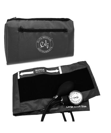 EMI Aneroid Sphygmomanometer Manual Blood Pressure Large Adult Cuff (Large Adult - Black)