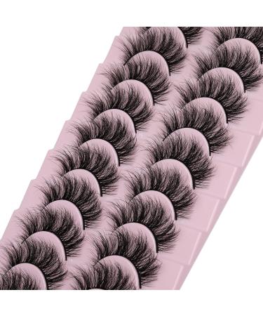 WiWoseo 10 Pairs Natural Faux Mink 3D False Eyelashes - Wispy & Fluffy - Buy Online on SooperMarket.com