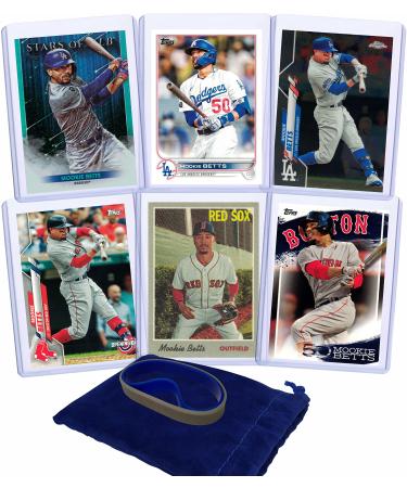 Mookie Betts (6) Assorted Baseball Cards Bundle - Boston Red Sox, Los Angeles Dodgers Trading Cards