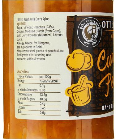 Otter Vale Curried Peach Chutney - Handmade in Devon, Gluten-Free, 500g Glass Jar - Buy Online on SooperMarket.com