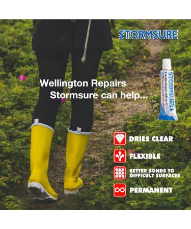 Stormsure Wellington Boot Repair Kit Accelerated - Industry Wellie glue Sole Repair Heel Repair Boot Repair - PU Adhesive Waterproof Permanent Durable Flexible Transparent with Accelerator - Buy Online on SooperMarket.com