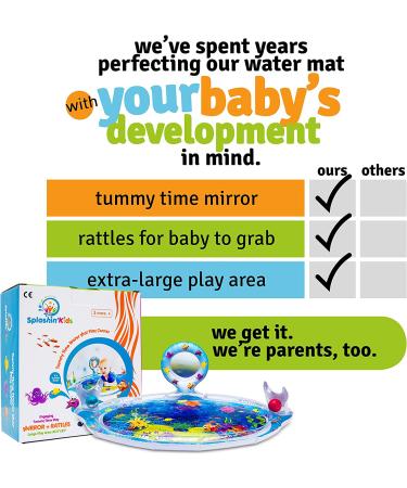 Splashin'kids Inflatable Tummy Time Water Mat with Mirror & Rattles for Infants & Toddlers - Fun Activity Center for Baby Stimulation & Growth - Buy Online on SooperMarket.com