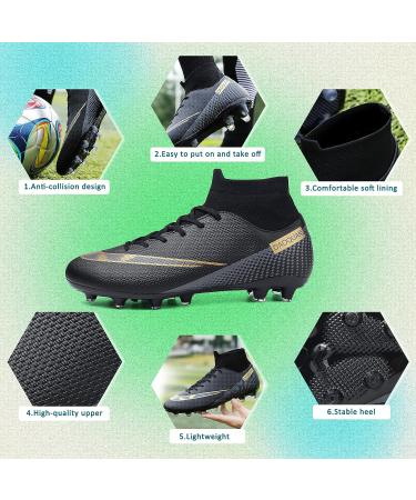 GRESKY Soccer Cleats AG/FG Outdoor Shoes - Black - Size 8 Women/6.5 Men - Buy Online on SooperMarket.com