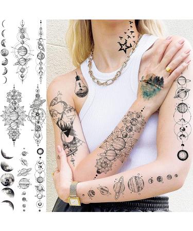 JOEHAPY 33 Sheets Black Outer Space Temporary Tattoos - Geometric Planets and 3D star designs for Kids and Adults - Buy Online on SooperMarket.com