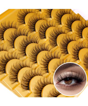 False Eyelashes Natural Look 12mm Fluffy Lashes Wispy Faux Mink Eyelashes 3D Volume Cat Eye Lashes Pack by Zegaine 14 Pairs DASHA