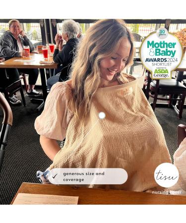 Nursing Cover for Breastfeeding & Pumping | Multi-Use Car Seat Stroller Cover | Organic Muslin Cotton for Baby | TISU Pastel Colors (Sand Neutral) - Buy Online on SooperMarket.com