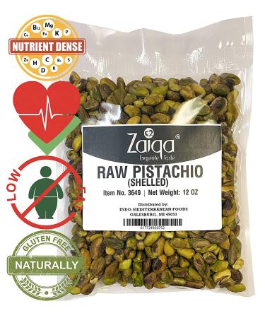 Zaiqa Raw Unsalted Pistachio Kernels 12oz - California Grown, Tasty & Fresh Pasteurized Snack for Ice Cream, Baklava & Turkish Delight - Buy Online on SooperMarket.com