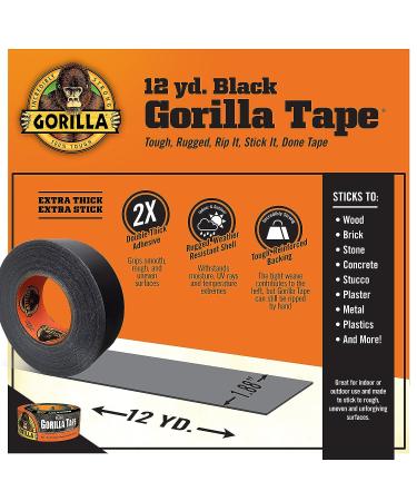 Gorilla Black Duct Tape  1.88" x 12 yd  Black  (Pack of 2) Black 2 Pack - Buy Online on SooperMarket.com