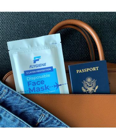 Travel Size Face Mask - 3 Ply Blue Disposable Face Masks for Adults - TSA Approved for Air Travel - 25 Count (5 Packs of 5) - Breathable & Comfortable - Buy Online on SooperMarket.com