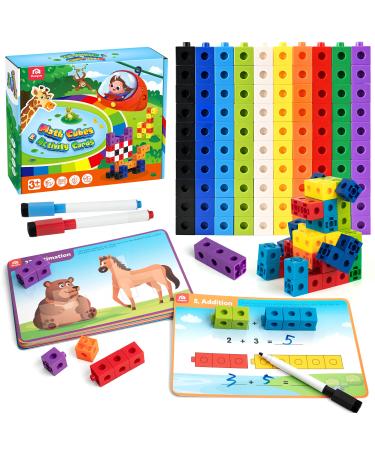 Coogam math cubes manipulative number countal blocks with Activity Snap Linking Cube Math Construction Toy Gift for learning in the preschool kindergarten