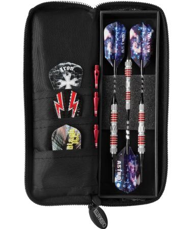 Casemaster Salvo Slim Black Nylon Dart Case with Space for Open Flights, 6 Accessory Holding Pockets and 3 Steel or Soft Tip Darts