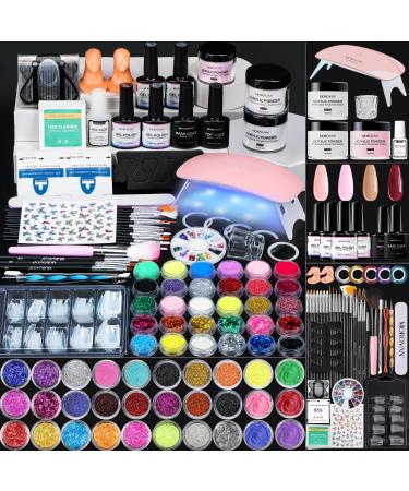 Morovan Acrylic Nail Kit with Everything - Acrylic Nail Supplies Gel Nail Polish Kit with U V Light  Nails Kit Acrylic Set Glitter Acrylic Powder Nail Extension Kit Nail Art Starter Kit for DIY Home Manicure Beginners Cl...