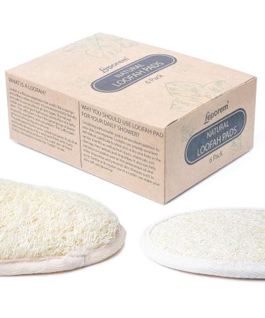 6 Pack Premium Bath Loofah Pads - 100% Natural Exfoliating Shower Sponge - Men & Women Body Wash Scrubber - Buy Online on SooperMarket.com